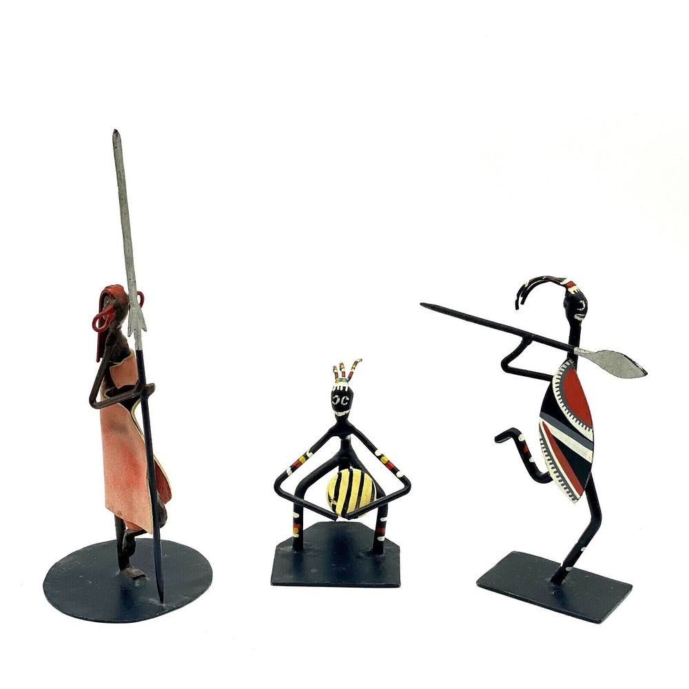 Peter Medway African Metal Art Figures Nairobi Kenya Lot of Three Vintage